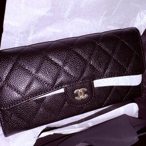 Chanel Black Caviar Quilted Wallet